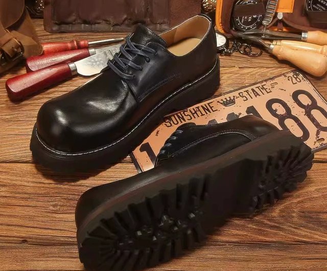 カジュアル革靴、本革ローカットマーティンブーツ、ハンドメイド