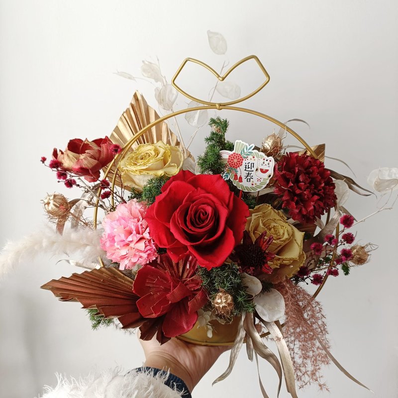 Fashionable boutique eternal rose potted flower eternal flower bouquet Valentine's Day birthday boy/girl opening gift - Dried Flowers & Bouquets - Plants & Flowers Red