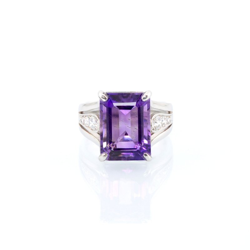 PolyGram Jewelry-Natural Amethyst Ring - แหวนทั่วไป - คริสตัล 