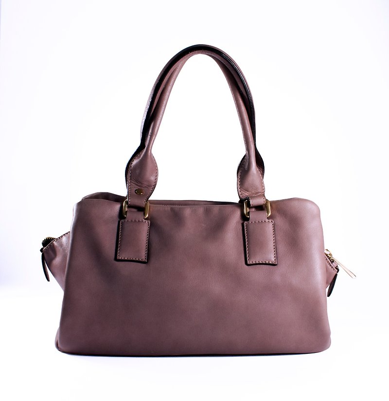 ITA BOTTEGA [Made in Italy] Italy boutique leather lotus color portable shoulder bag - กระเป๋าถือ - หนังแท้ สีม่วง