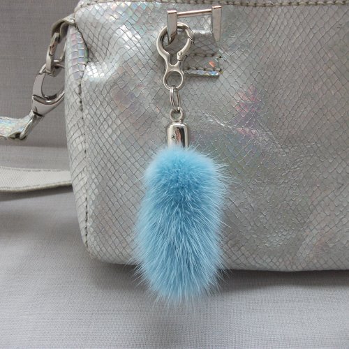 Pink mink tail keychain for keys or bags - Shop BROSHKI-KROSHKI