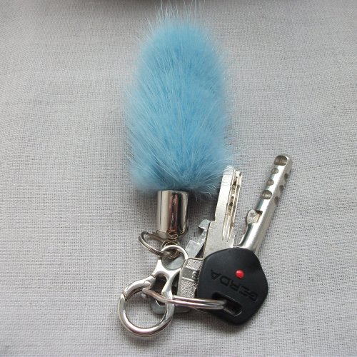 Pink mink tail keychain for keys or bags - Shop BROSHKI-KROSHKI