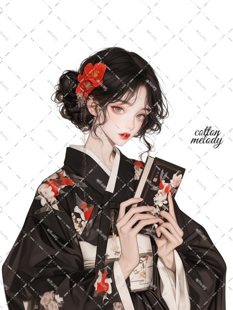 original sticker no.6182 人物ステッカー オリジナルステッカー 人物ステッカー 女の子ステッカー オリジナル人物ステッカー - 貼紙 - 紙 