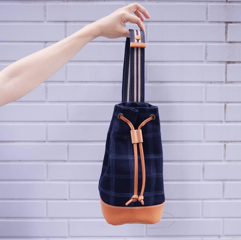 Cassis Cheese Cosmic Lattice Bucket Bag - Messenger Bags & Sling Bags - Genuine Leather Blue