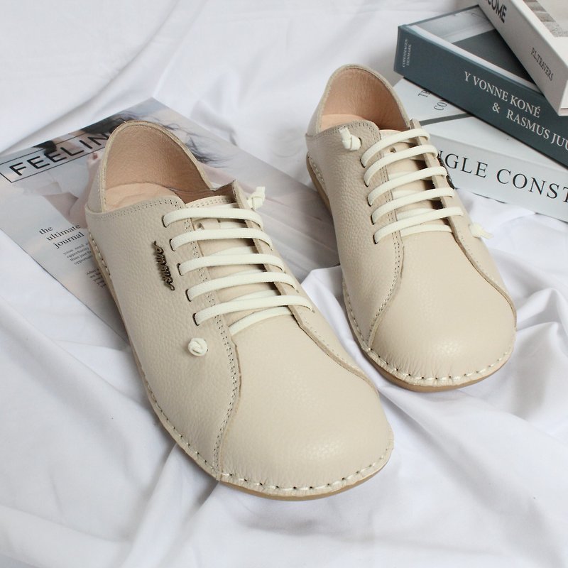 [The first choice for lazy people] MIT comfortable steamed bun shoes. Genuine Leather. Mika5918 - รองเท้าลำลองผู้ชาย - หนังแท้ ขาว