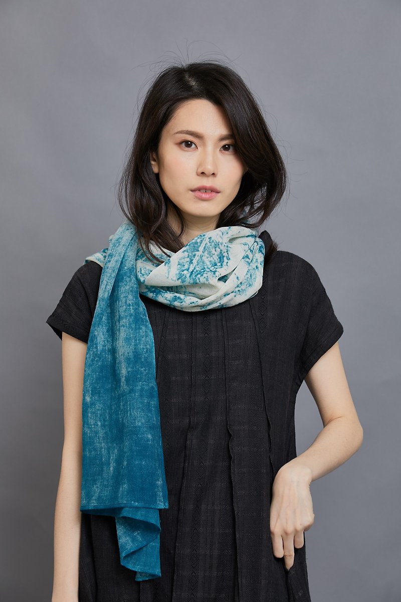 Vewadi scarf_ winter - Knit Scarves & Wraps - Cotton & Hemp Blue