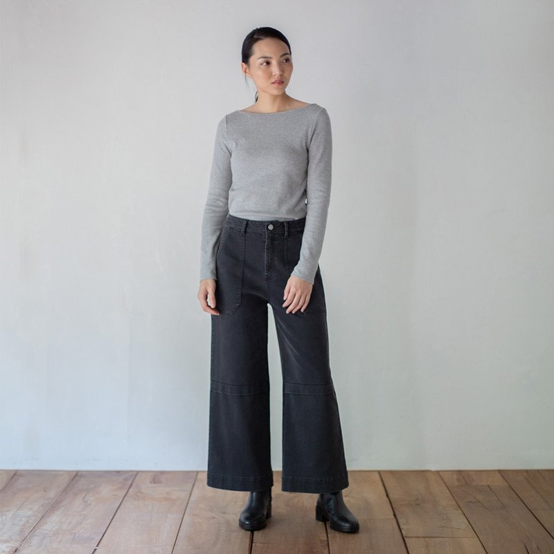 直言不諱造型牛仔寬褲 Plainspoken Denim Wide Leg Pants - 女裝闊腳褲/長褲 - 棉．麻 多色