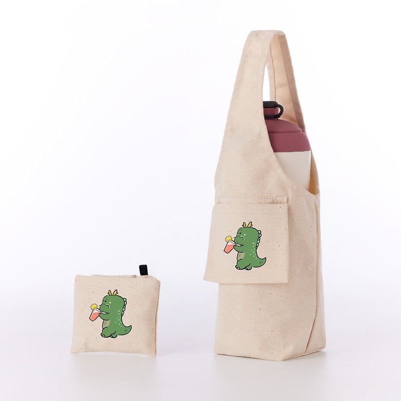 YCCT environmentally friendly beverage bag covered model - Dragon - an environmentally friendly cup bag that can hold cups and bottles - ถุงใส่กระติกนำ้ - ผ้าฝ้าย/ผ้าลินิน หลากหลายสี