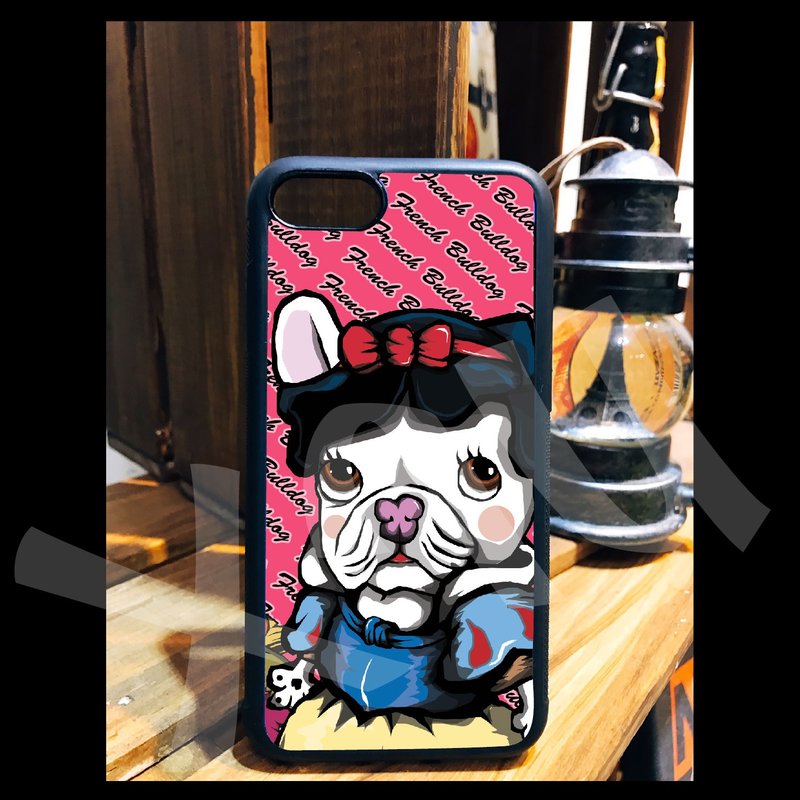 白雪公主 法鬥 狗 手繪 插畫 手機殼 iPhone 14 13 12 11 XR SE - 手機殼/手機套 - 矽膠 