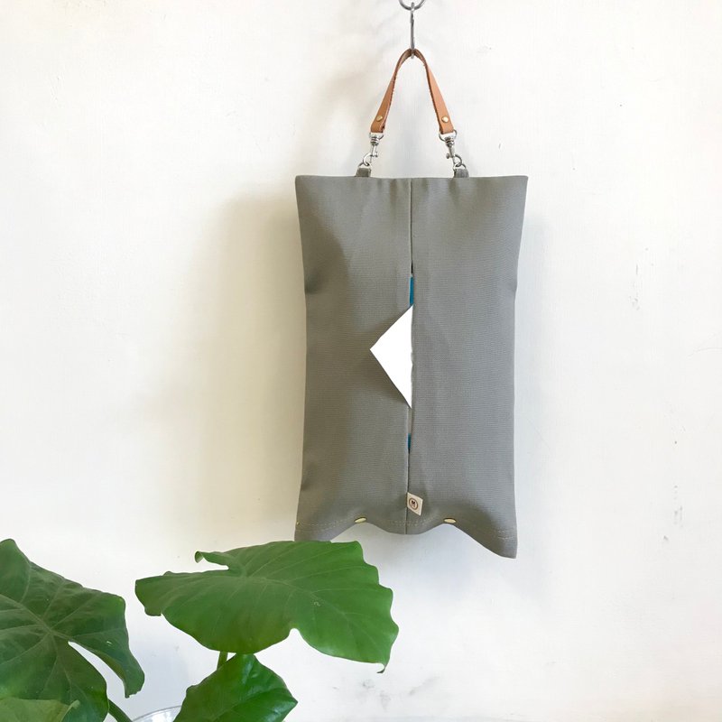 Light Grey Canvas Tissue Cover/Car Tissue Cover - Tissue Boxes - Cotton & Hemp Gray