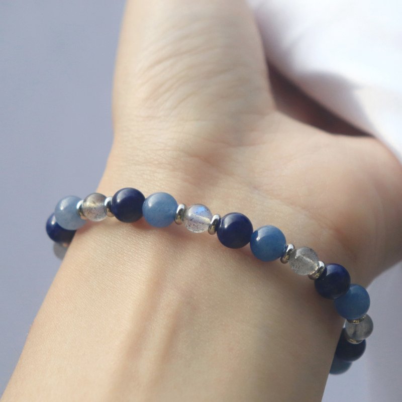 Crystal bracelet | with labradorite | blue agate | blue Stone| calming the mood - Bracelets - Crystal Blue