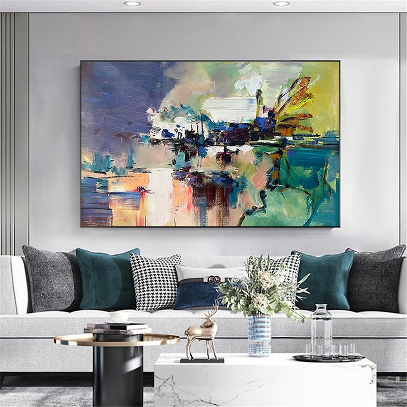 Handmade Abstract Painting Canvas Wall Art Picture for Living Room Decoration - Posters - Linen Multicolor