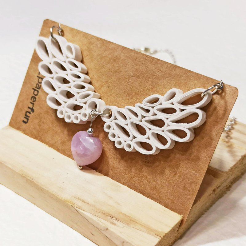 紙工藝 衍紙 捲紙 手作飾品—心向/小愛心 - 項鍊 - 水晶 多色