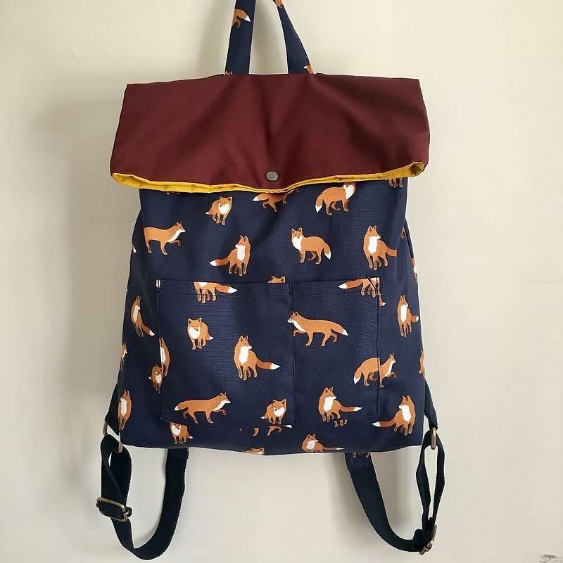 Simple Nordic style fox backpack - กระเป๋าเป้สะพายหลัง - ผ้าฝ้าย/ผ้าลินิน 