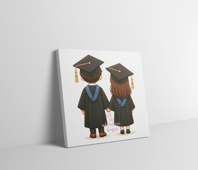 Custom graduation painting unique gift for sister best friend - Customized Portraits - Other Man-Made Fibers White
