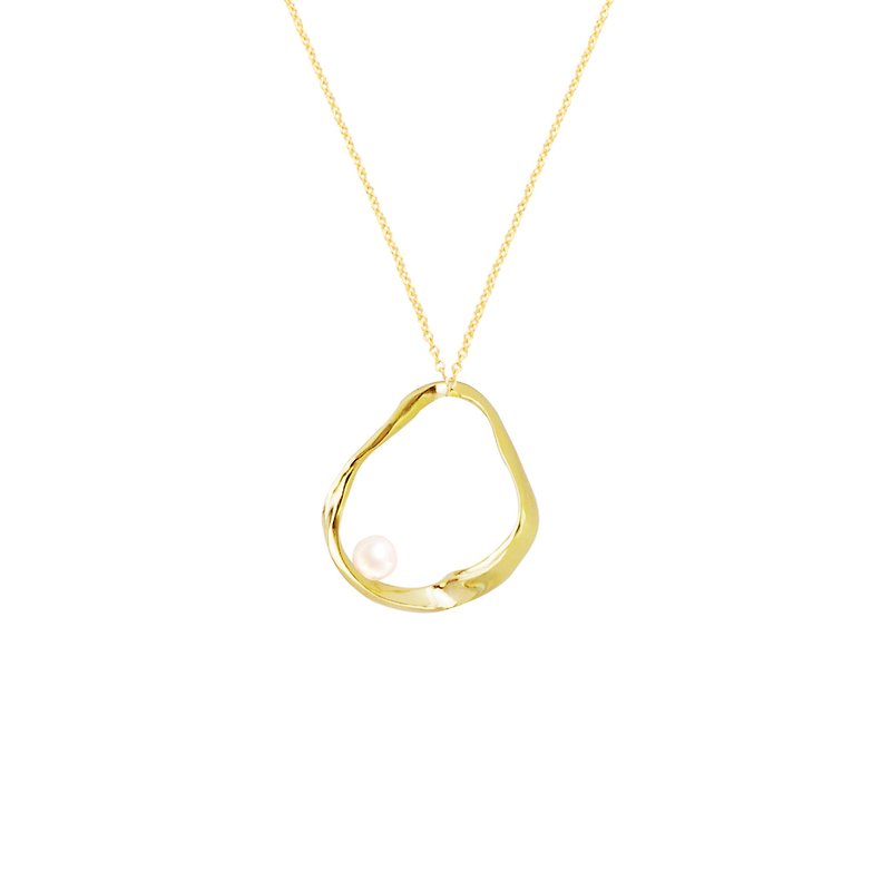 鏤空金絲珍珠項鍊 Golden Ripple Necklace - 項鍊 - 珍珠 金色