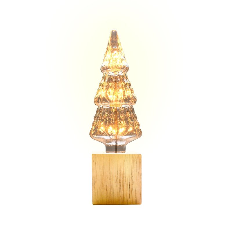 Solid wood square Christmas tree table lamp - Lighting - Glass 