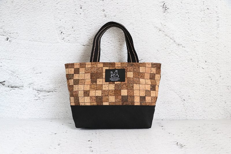 格子軟木材質手提包 - 手提包/手提袋 - 真皮 咖啡色