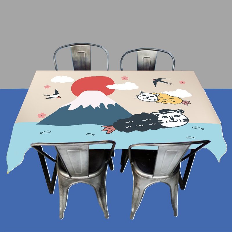 貓 富士山 桌布 露營 - 桌布/桌巾/餐墊 - 棉．麻 多色
