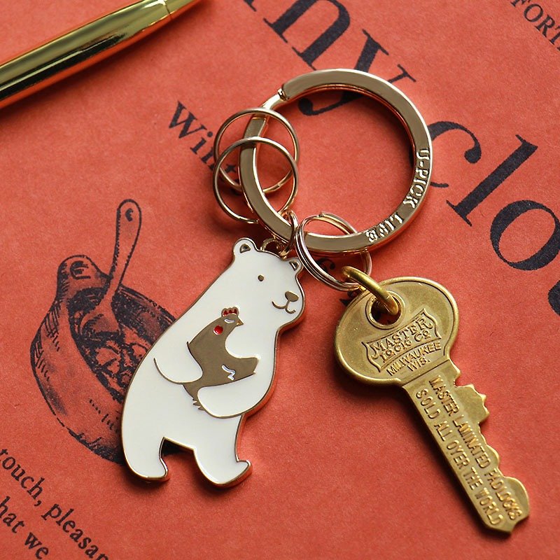 U-PICK original product life oh cute animal series bear keychain key ring to send his girlfriend - ที่ห้อยกุญแจ - โลหะ 