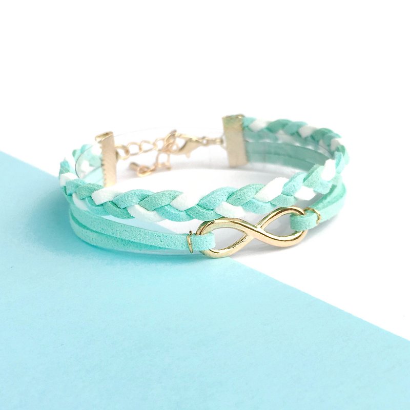 Other Materials Bracelets Green - Handmade Double Braided Infinity Bracelets Rose Gold Series–colorful marshmallow