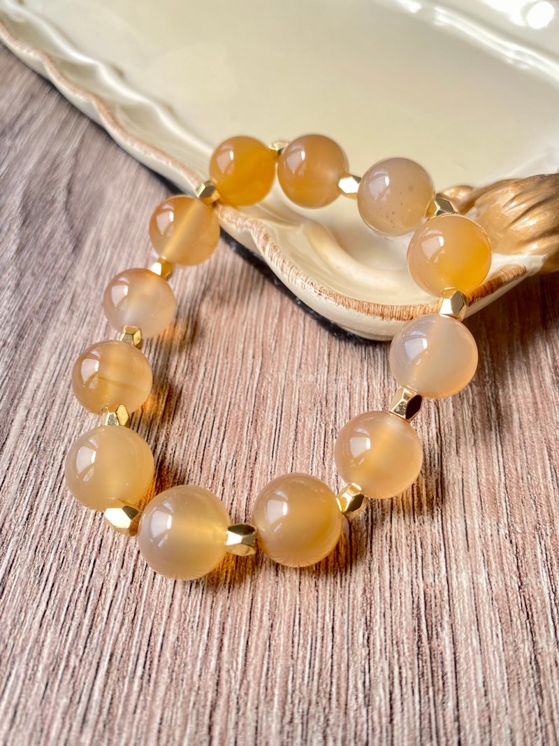 Natural No Bake Colored Caramel Brazilian Onyx Strand Bracelet - Bracelets - Crystal Orange