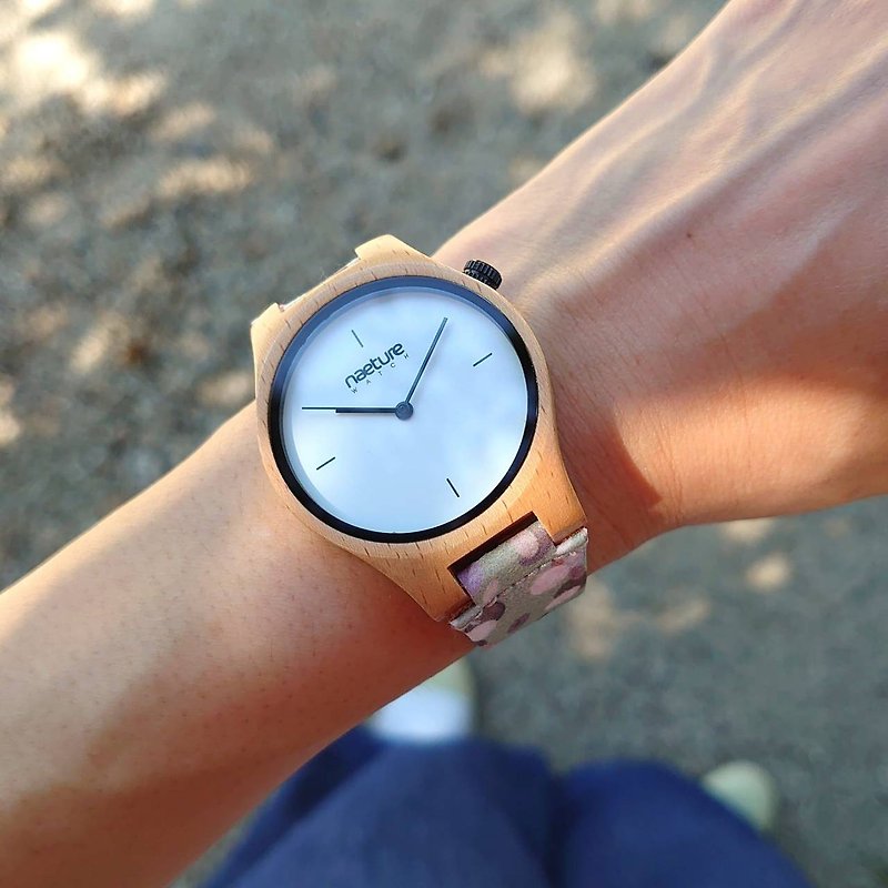 【値下げ 生産終了デザイン】木製腕時計 Naeturewatch-JELLYBEAN ブナの木とコルクから作られたカスタマイズ可能なアクセサリー腕時計 - 女裝錶 - 木頭 綠色