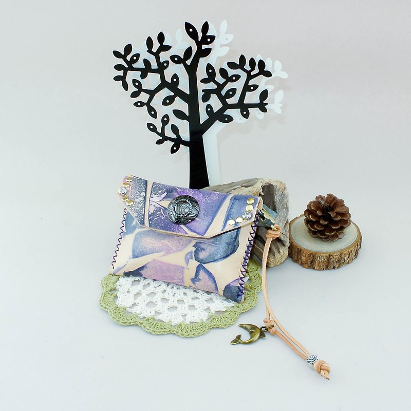 ✮. Colorful rendering. ✮ --- purse / bag of small objects / Storage / Key / headphone / card / card - Coin Purses - Genuine Leather Multicolor