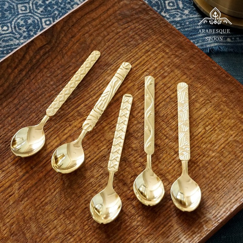 Arabesque Spoon Cutlery Cake Coffee Desert Tea Teatime Gift Made in Japan - 刀叉/湯匙/餐具組 - 不鏽鋼 金色