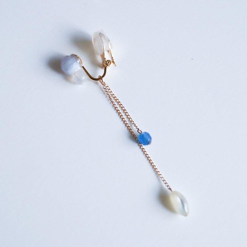 NEW MIE EARRING BLUE(CLIP TYPE) - ต่างหู - หิน สีน้ำเงิน