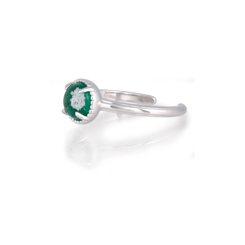 Ashes and hair colored glaze commemorative sterling silver Xiaoyuan ball open ring - แหวนทั่วไป - เงินแท้ สีเงิน