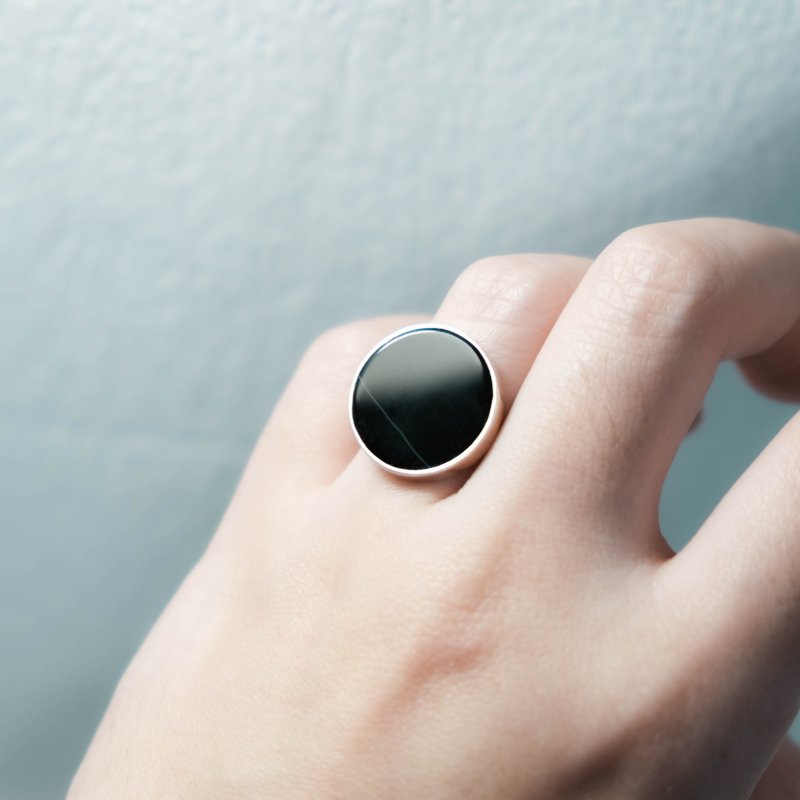【浮影款 | 訂製 | 不透明自選石】天然石基本款純銀戒指 - 戒指 - 純銀 銀色