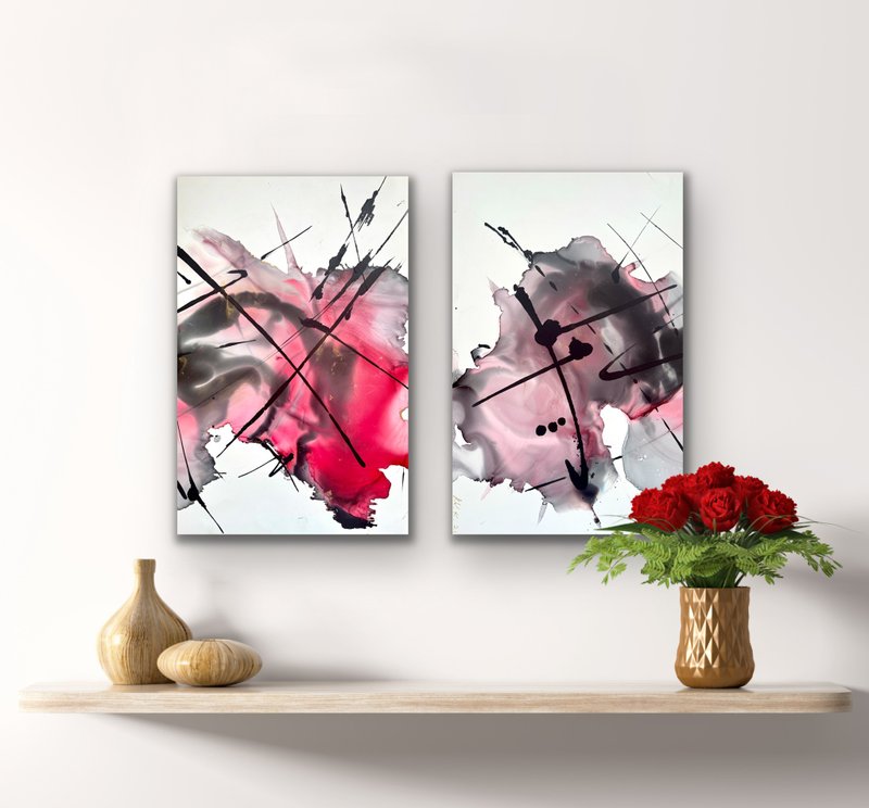 Red abstract painting. Modern wall decor - Wall Décor - Paper Red