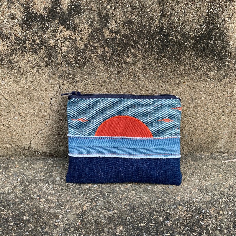 小拉鍊袋 - 苗栗北埔夕陽 - 零錢包/小錢包 - 棉．麻 藍色