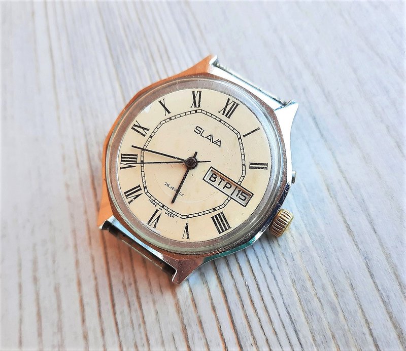 Slava 26 jewels mechanical wind up mens watch made in USSR - 男錶/中性錶 - 不鏽鋼 多色