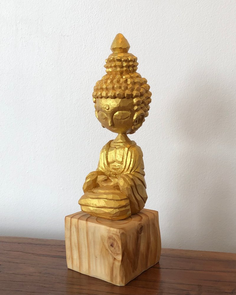 Wooden golden Buddha - 擺飾/家飾品 - 木頭 