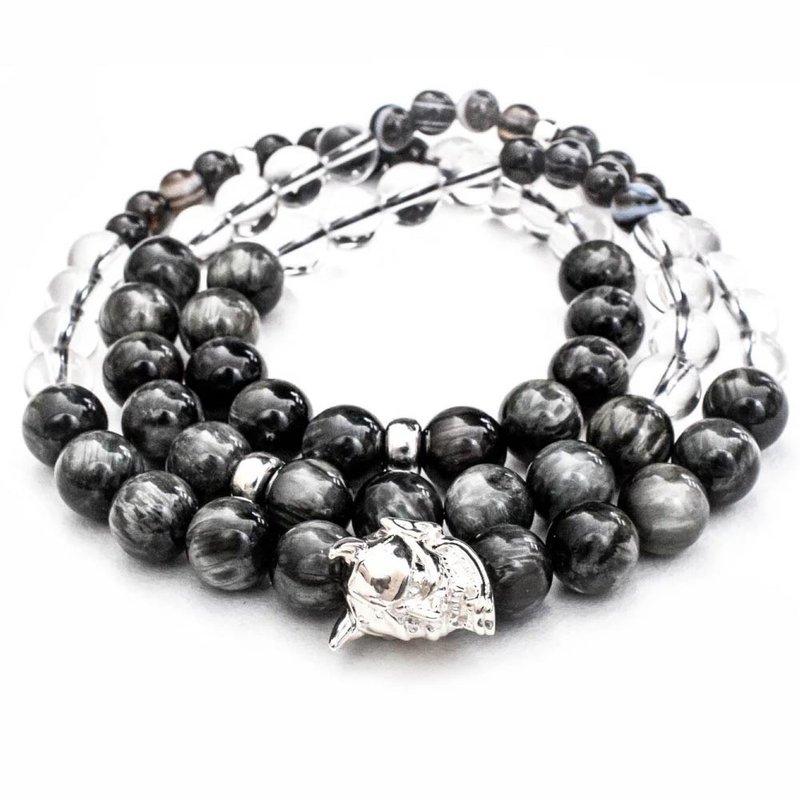 【Conviction. The Japanese Kwai] S925 silver gray design Kito hand-beaded crystal tiger eye Stone Tian Yanzhu - สร้อยข้อมือ - เงินแท้ สีดำ