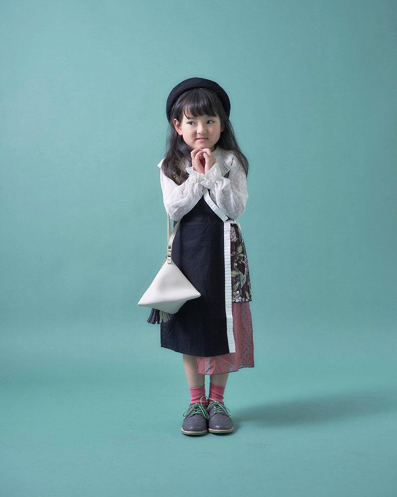 Frilled dress plain - ชุดเด็ก - ผ้าฝ้าย/ผ้าลินิน สีดำ