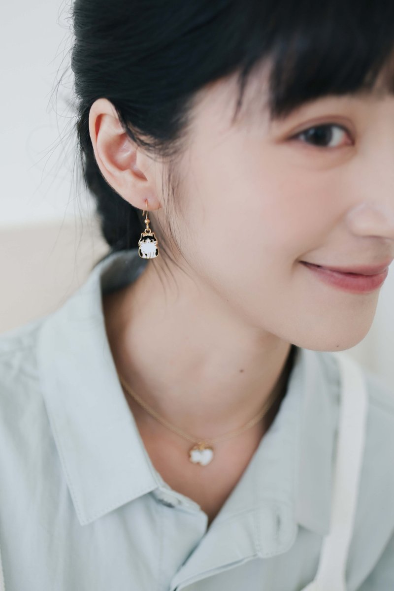 Cat earrings - ต่างหู - วัตถุเคลือบ หลากหลายสี