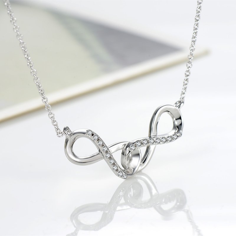 Original designer infinite love pure 925 Silver necklace elegant mathematical symbols simple elements gift - Necklaces - Silver Silver