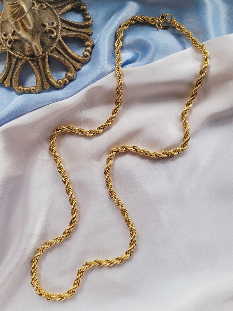 American Western antique jewelry / MONET Monet gold-tone spiral cord modern necklace / vintage jewelry - Necklaces - Other Metals 