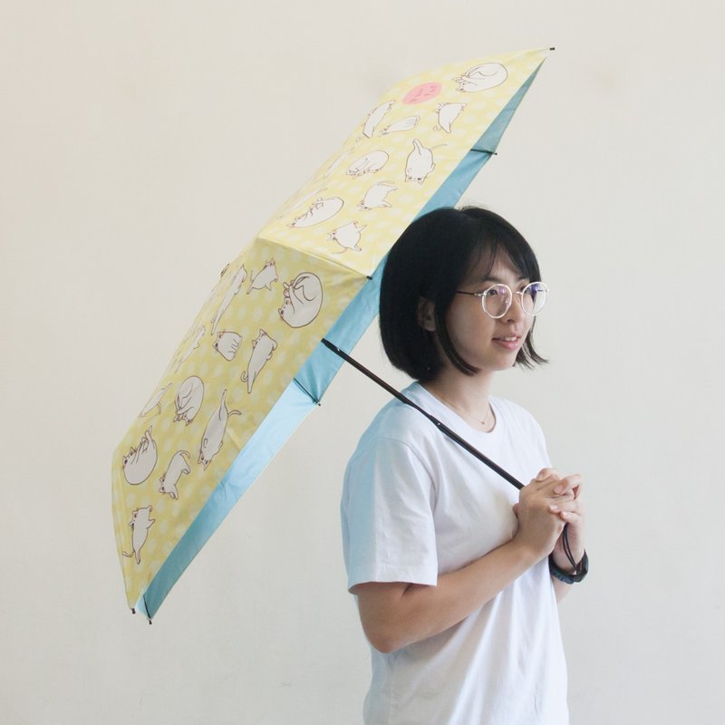 肉肉的姿態晴雨傘(大傘面)- 檸檬黃(插畫家:肉球paw pad) - 雨傘/雨衣 - 防水材質 藍色