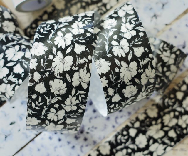 Flower Washi Tape- Black/White