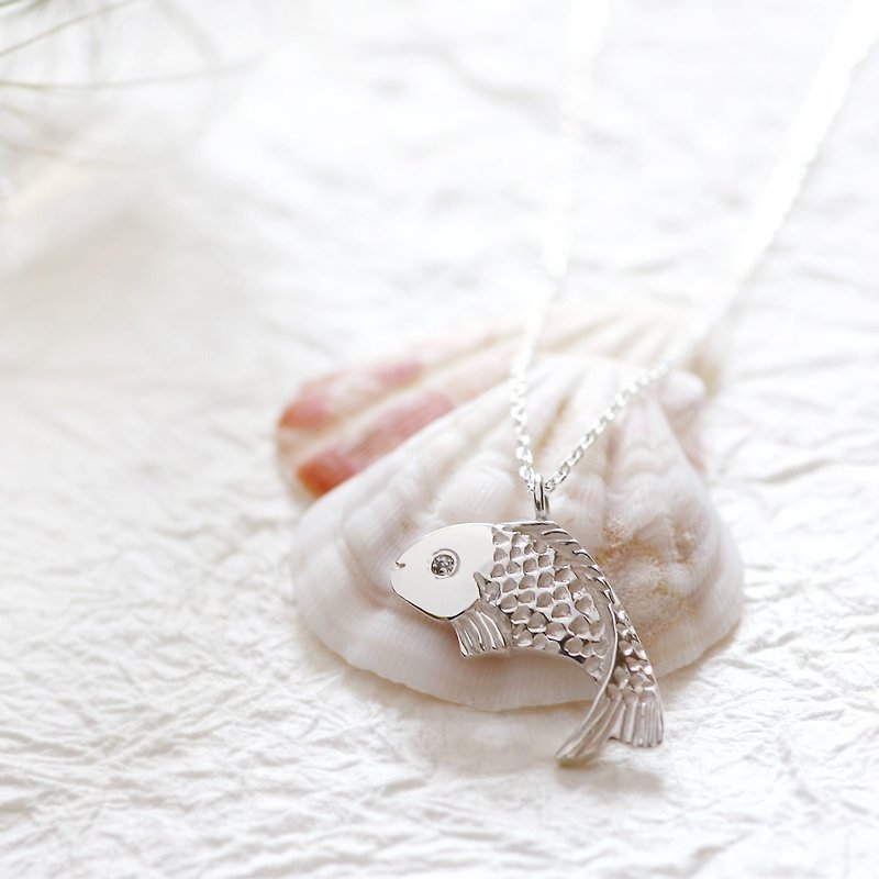 Sea bream fish necklace Silver 925 - สร้อยคอ - โลหะ สีเทา