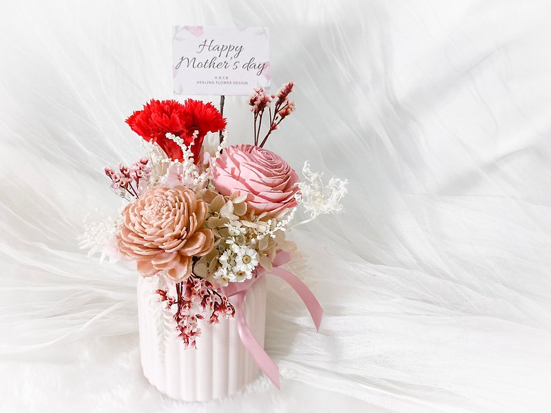 Preserved carnation table flower with gift box table flower birthday gift wedding gift anniversary Valentine's Day - Dried Flowers & Bouquets - Plants & Flowers Red