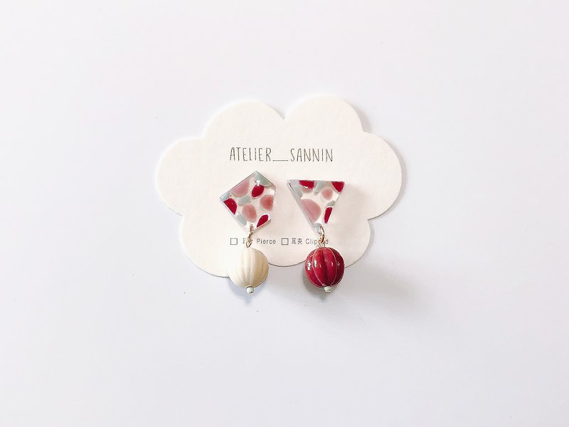 Fantasy Ocean Fruit Series - 榛果蒙布朗 Handmade stickers earlobe ear clips / ear clips - Earrings & Clip-ons - Other Materials 