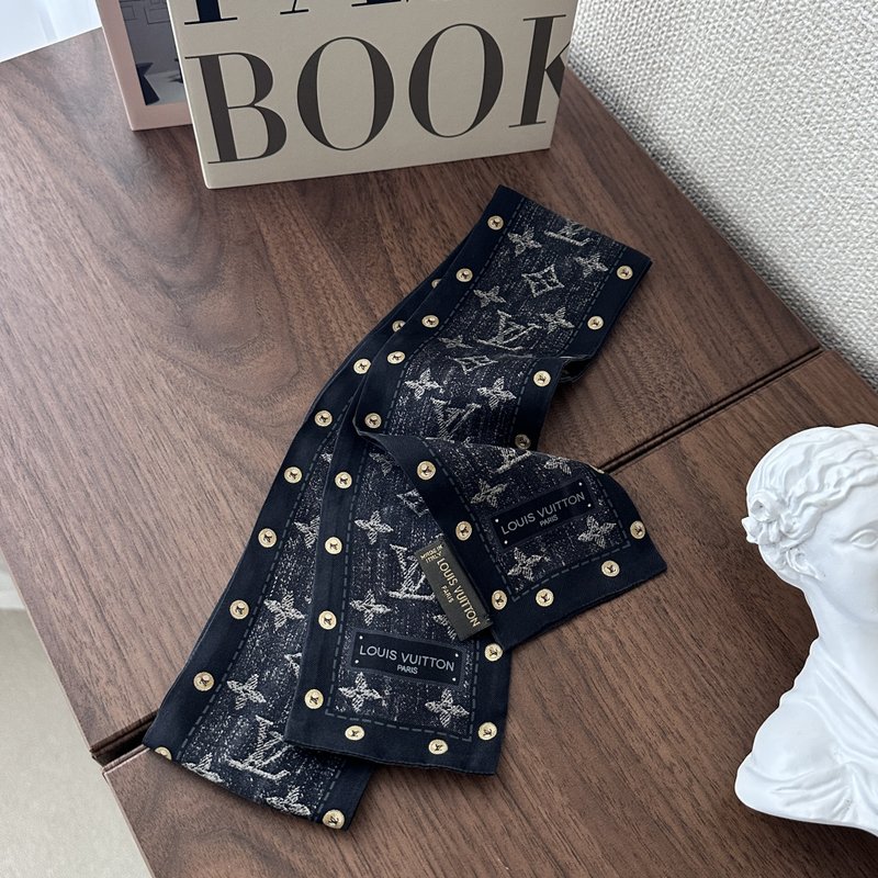 LOUIS VUITTON 路易威登 Monogram 絲質 Bandeau 黑色 長絲巾 - 絲巾 - 絲．絹 黑色