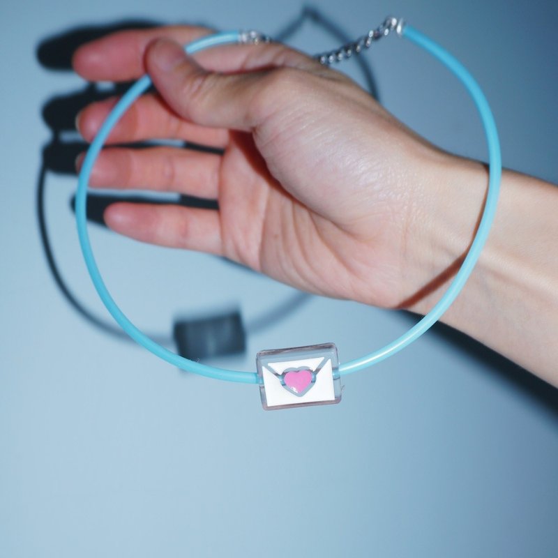 藍色信封 清新可愛簡約項鏈鎖鎖骨鏈 - 項鍊 - 環保材質 藍色