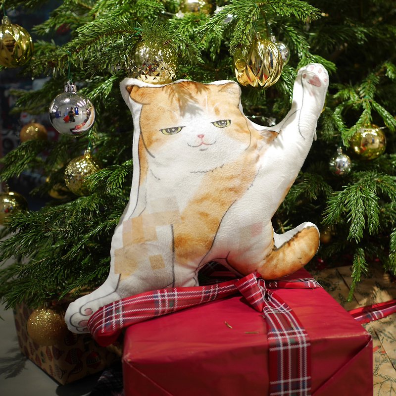 Ginger White cat Cushion throw pillow PURRBOY - Pillows & Cushions - Cotton & Hemp 