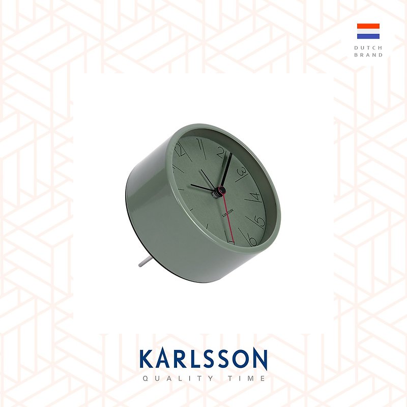 Karlsson, Alarm clock Elegant Numbers steel jungle green - Clocks - Other Metals Green
